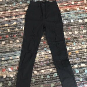Black fashion nova distressed pants